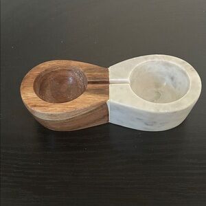 Wood and Marble Salt and Pepper Cellar